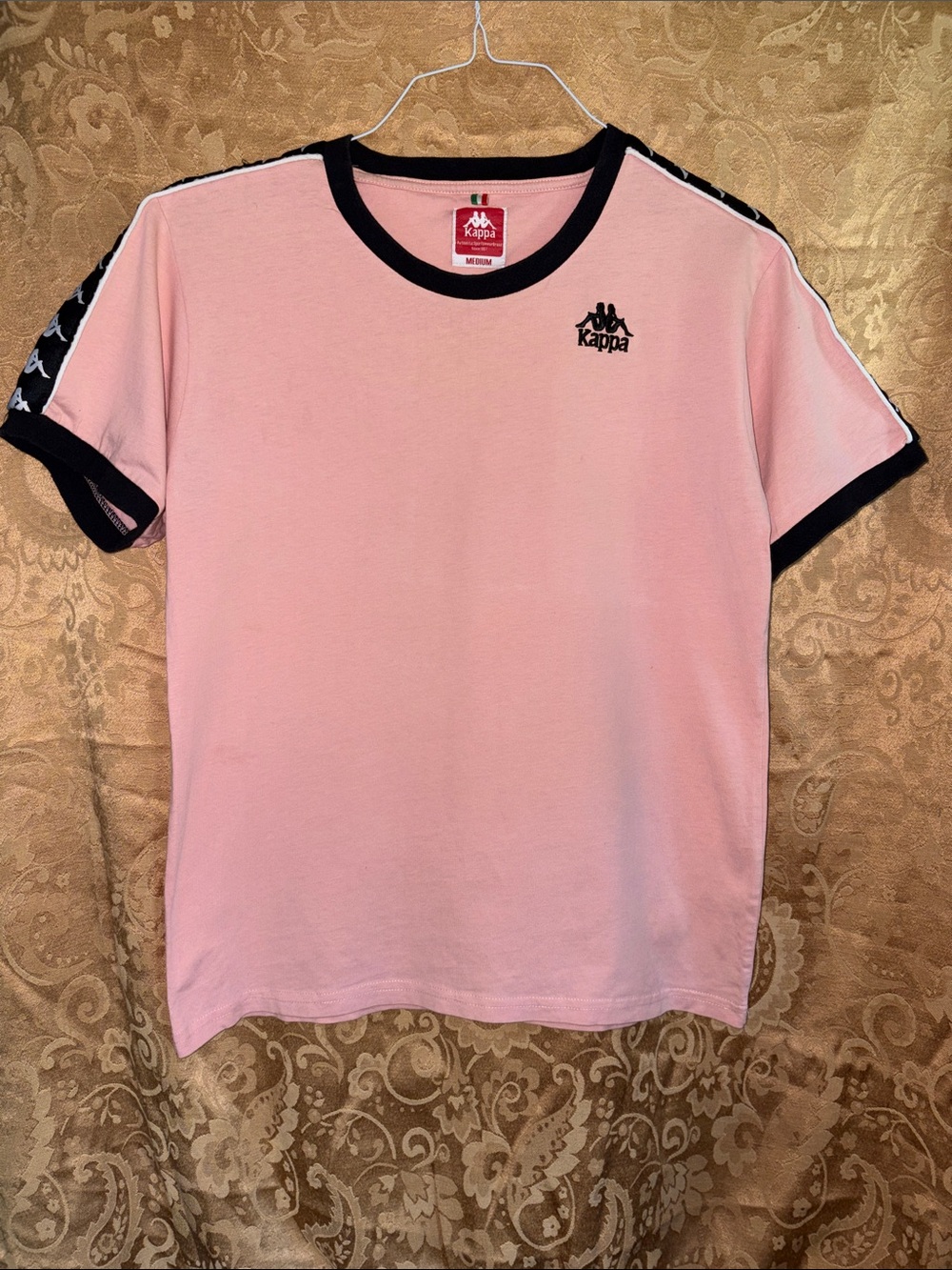 Kappa Pink Tee with Black Trim and Logo Tape